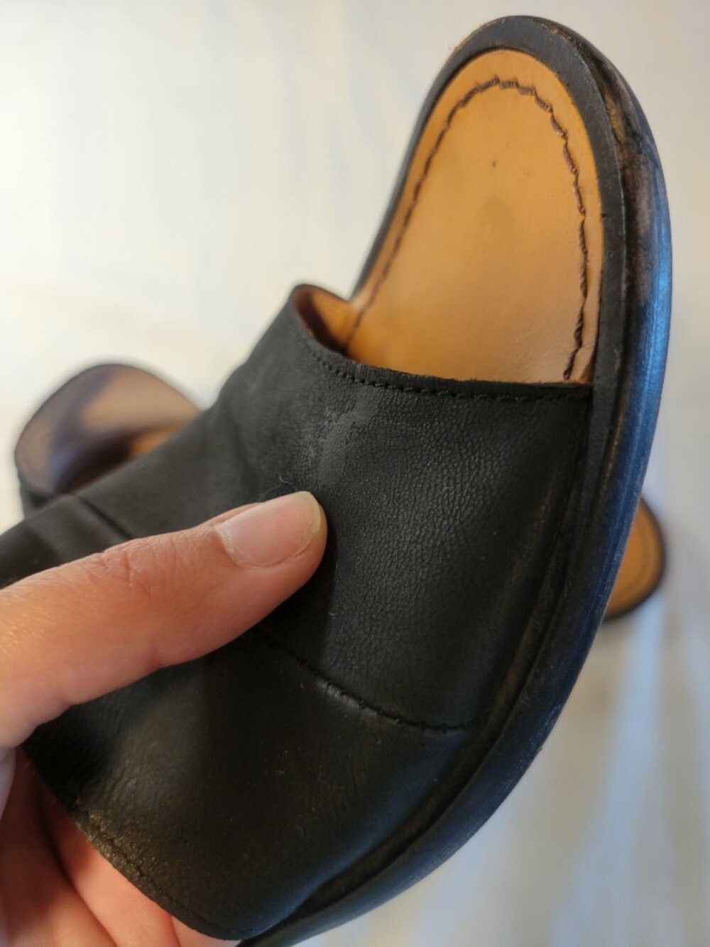 Free People Black Leather Slide Sandals Made in Spain Women's EU 37.5 US 7.5 - Picture 6 of 13